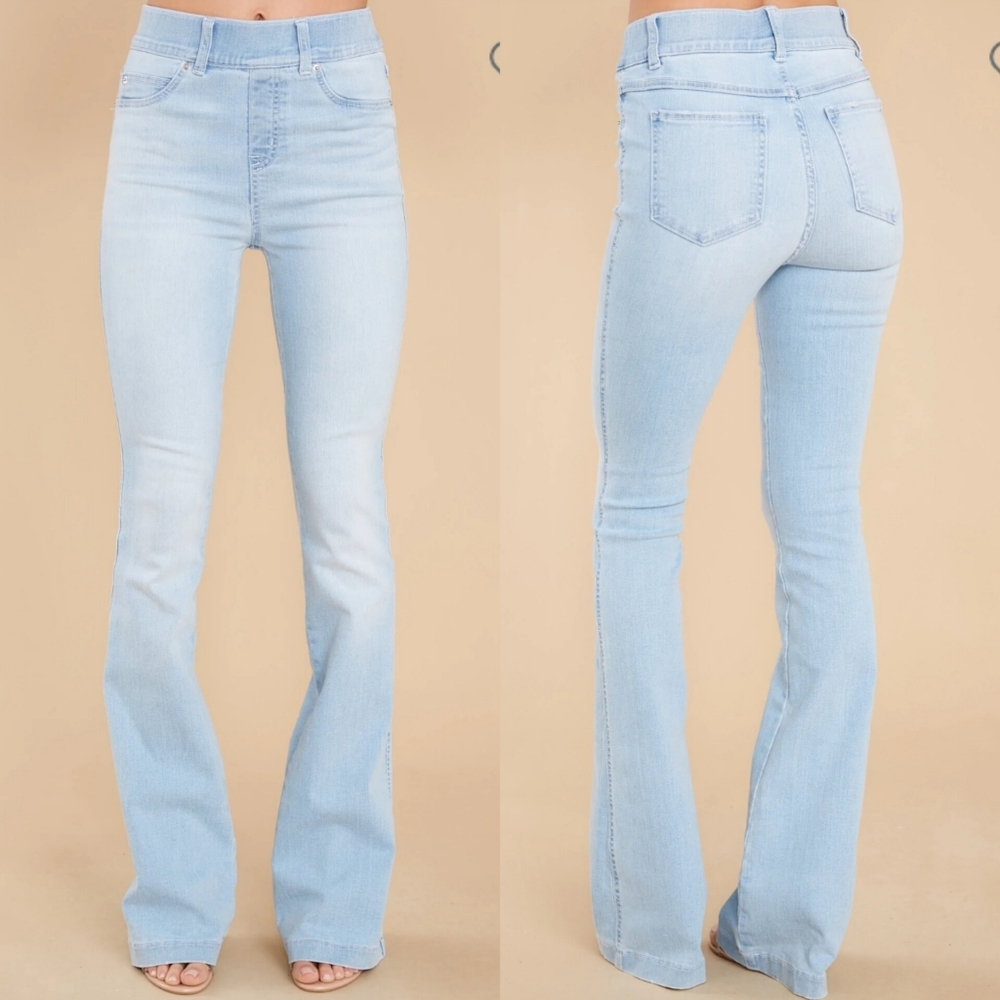 Spanx Retro Light Wash Flare Jeans Small Long